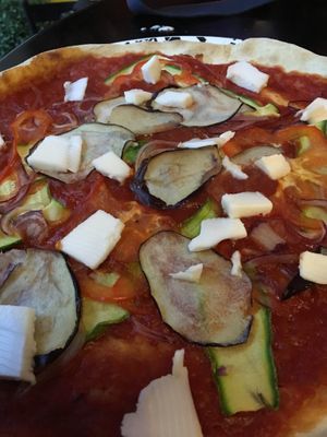 Vegan Ortolana Pizza with Vegan Cheese at Pizzeria Carignano in Genoa