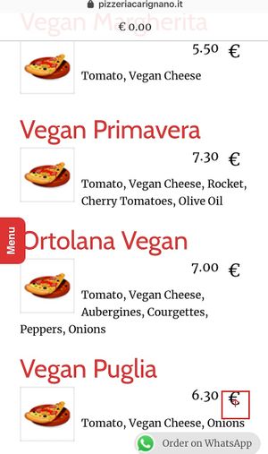 Vegan Menu Options!  at Pizzeria Carignano in Genoa