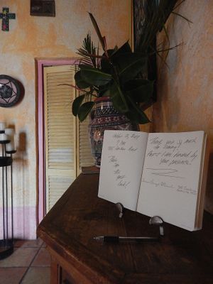 Sign-in book at Loft on a Lake in Brownsville