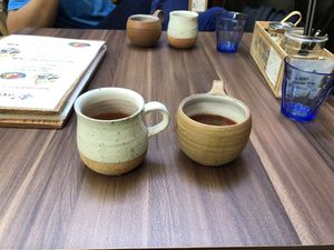 Soup and tea at Farmer's Cafe Project in Tokyo