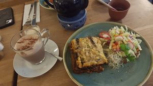 the vegan moussaka was sooooo goooood at Cafe Koppel in Hamburg