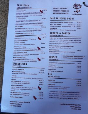 Karte im Oktober 2025 at Cafe Koppel in Hamburg