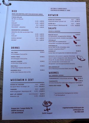 Karte im Oktober 2025 at Cafe Koppel in Hamburg
