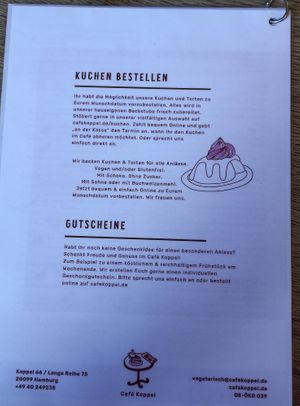 Karte im Oktober 2025 at Cafe Koppel in Hamburg