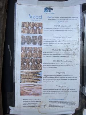 Bread menu at Midnight Bear Breads in Hanapepe