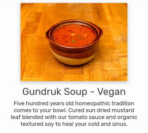 Gundruk soup is really amazing at Mitho in Winchester