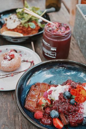 Gluten free donut and waffles   at Flock Espresso and Eats in Mullumbimby