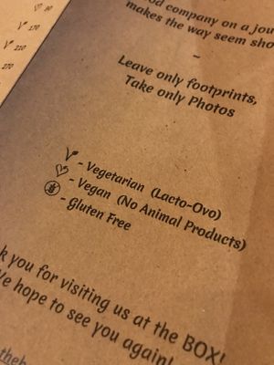 look for the heart as vegan logo  at The Box in Koh Lipe