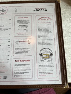 Menu  at The Breakfast Club in Oxford