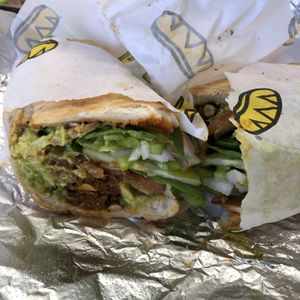 Black bean patty  at Which Wich in Dalhart