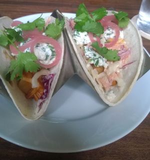 Jackfruit tacos at The Carriage in Newcastle Upon Tyne