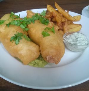 Lucky fish and chips at The Carriage in Newcastle Upon Tyne
