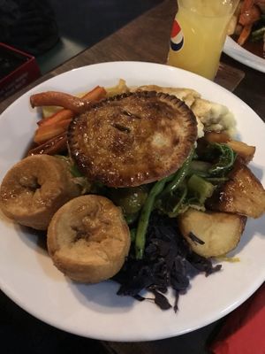 Roast dinner with pie  at The Carriage in Newcastle Upon Tyne