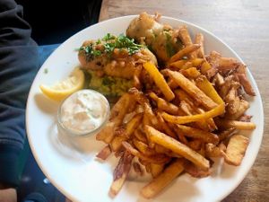 fish and chips (tofu) at The Carriage in Newcastle Upon Tyne