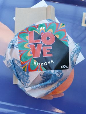 Vegan burger at LEON - Spitalfields in East London