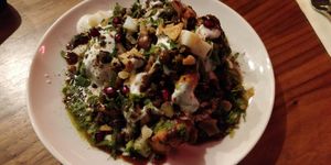 Winter greens chaat at Flyover Fritterie & Chai Bar in Redfern