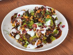 Winter greens chaat at Flyover Fritterie & Chai Bar in Redfern