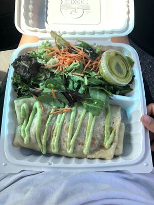Two Cheese Crepe with Salad and House Dressing at The Grain Cafe in Redondo Beach