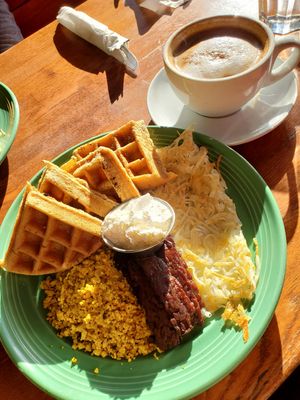Deluxe Waffle meal - GF! at The Grain Cafe in Redondo Beach