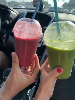 Charger boost and green veggie smoothies   at The Grain Cafe in Redondo Beach