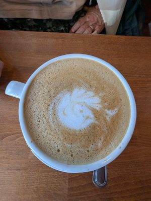 Bird latte art!! at The Grain Cafe in Redondo Beach