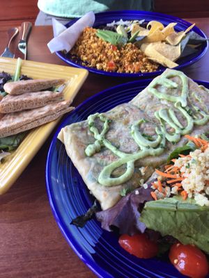Pollo Crepe with Hummus app on side at The Grain Cafe in Redondo Beach