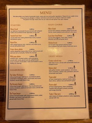 Menu (November 2022)  at Sudur in Vik