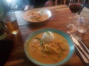 Both available curries at Sudur in Vik