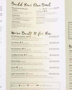 2020 bowls menu at The Spoon in Provo