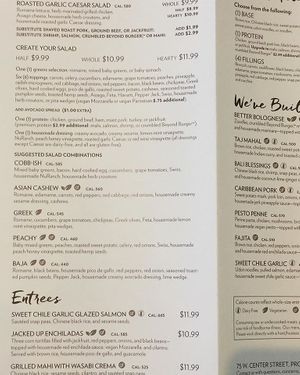 2020 salad & entree menu at The Spoon in Provo
