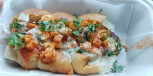 $13 Buffalo Cauliflower Sandwich: Pretty good, a bit spicy, You can tear the sandwich into bite size pieces at HeyO Eats in Mountain View