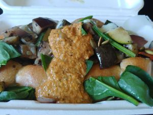 $13.00 Roasted Fall Sandwich: Nice sauces, bread was really fresh, but not my favorite at HeyO Eats in Mountain View