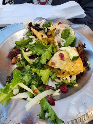 Samosa with dressed greens & pickled veggies at Blacksmith in Berlin