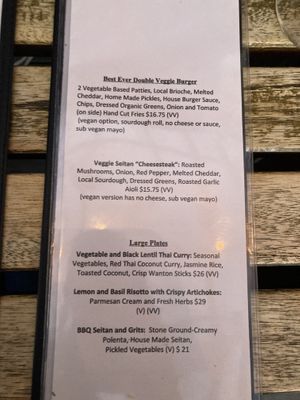 Veg menu back  at Blacksmith in Berlin