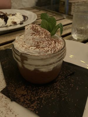 Chocolate mousse dessert, with silken tofu and coconut cream  at Blacksmith in Berlin