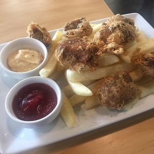 Chicken nuggets and fries at Barley in Palmerston North