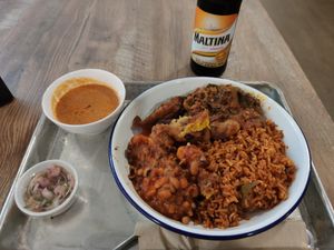 African Ancient Vegan meal & African drink at Teranga in New York City