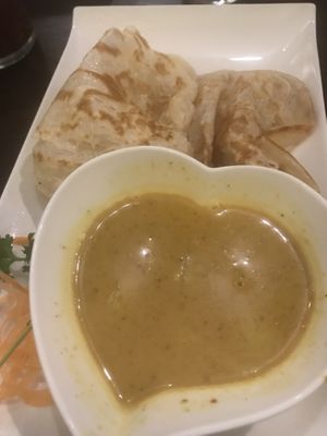 Roti and sweet curry sauce. Yum  at Thai Basil in Piscataway
