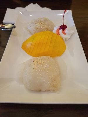 Mango with sticky rice at Thai Basil in Piscataway