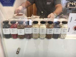 Toppings for soft serve at Pressed Juicery in New York City