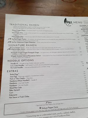 Menu  at Kayo's Ramen Bar in Portland