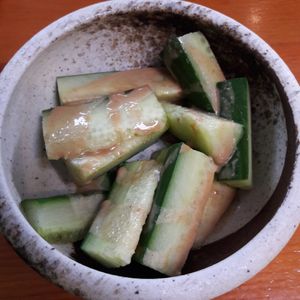 Cucumber salad with sesame dressing at Kayo's Ramen Bar in Portland