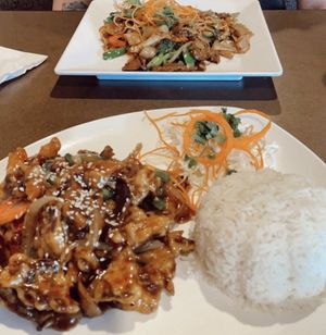 Crispy soy beef with jasmine rice!   at Best Thai Addison in Addison