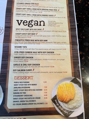 Vegan menu  at Best Thai Addison in Addison