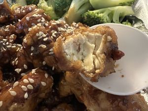 Tofu with sauce. Can choose spicy level 1 to 5 (3 is medium)  at Best Thai Addison in Addison