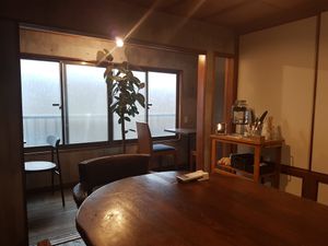 The dinner room at Neu Cat Cafe in Osaka