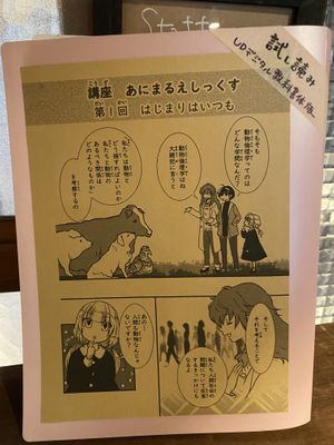 Japanese vegan literature in dining area at Neu Cat Cafe in Osaka