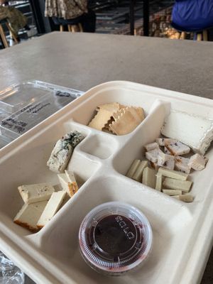 Cheese flight with 5 cheeses  at Rebel Cheese in New York City