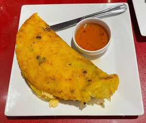 Vietnamese Crepe (Bánh Xèo), which comes with greens as well at Au Lac in Fountain Valley