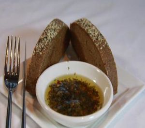 Vegan 'Raw garlic bread' at Au Lac in Fountain Valley